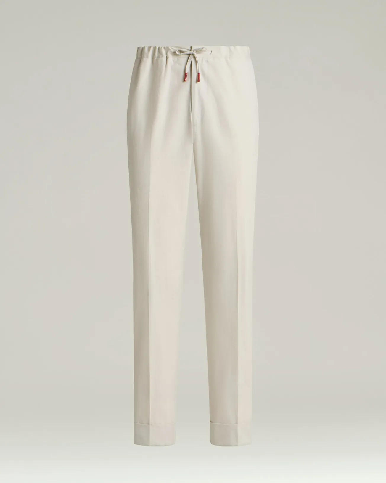 BEIGE COTTON TROUSERS WITH ELASTIC WAIST