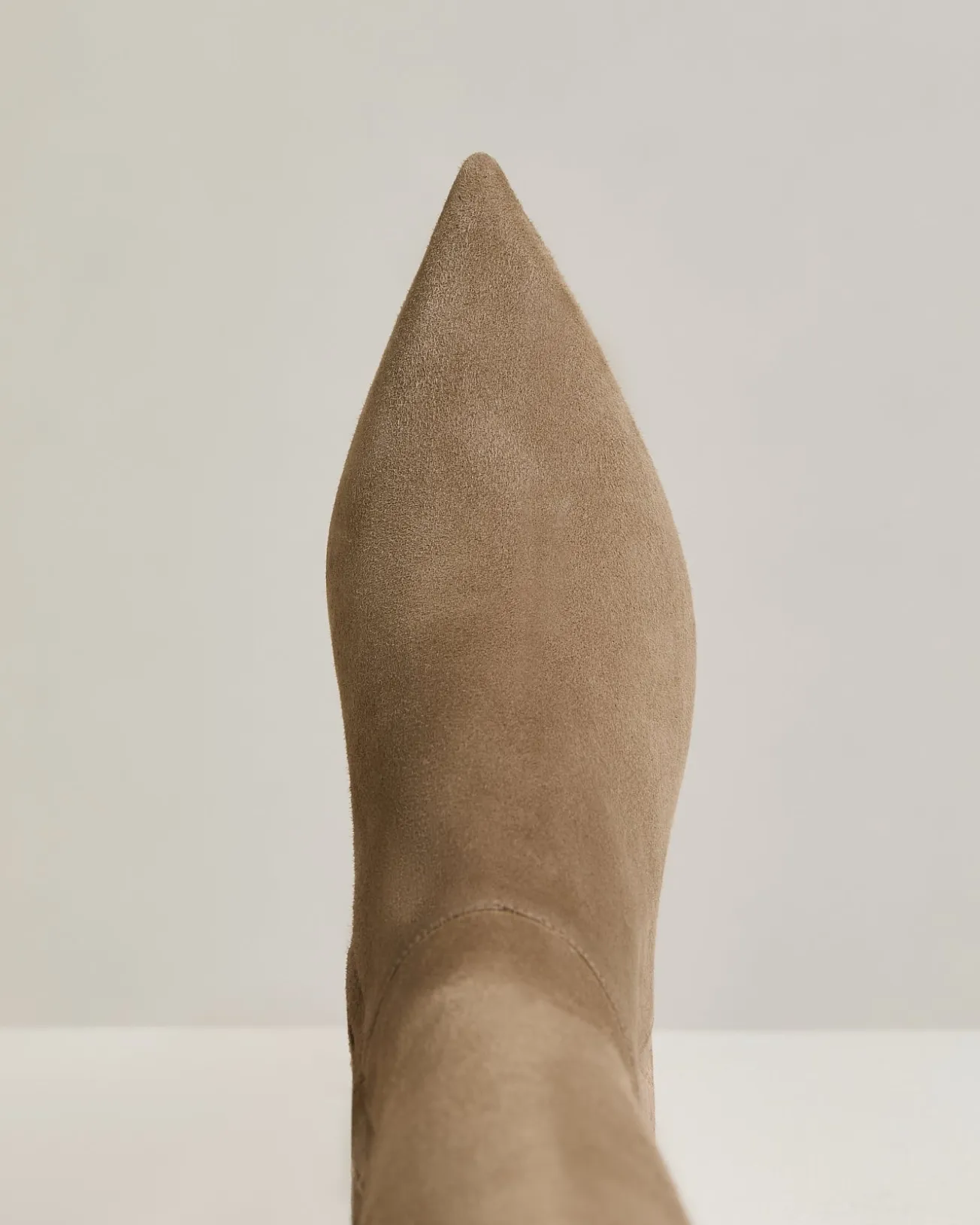 BEIGE KID SUEDE BOOTS WITH STILETTO HEEL
