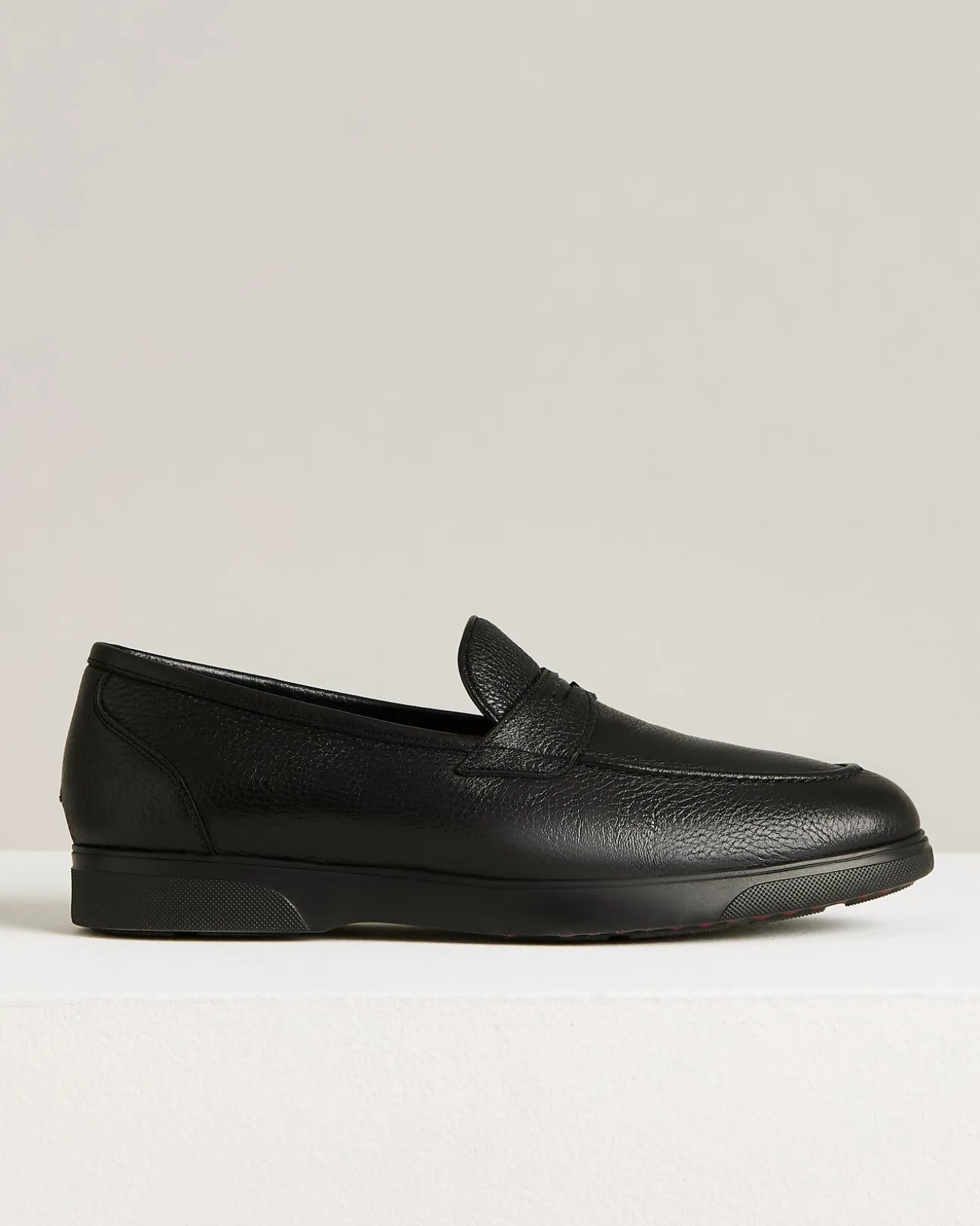 BLACK DEERSKIN LOAFERS WITH RUBBER SOLE