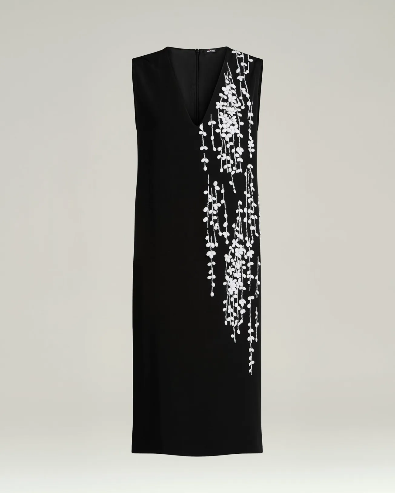 BLACK SILK DRESS WITH HAND EMBROIDERED DESIGN