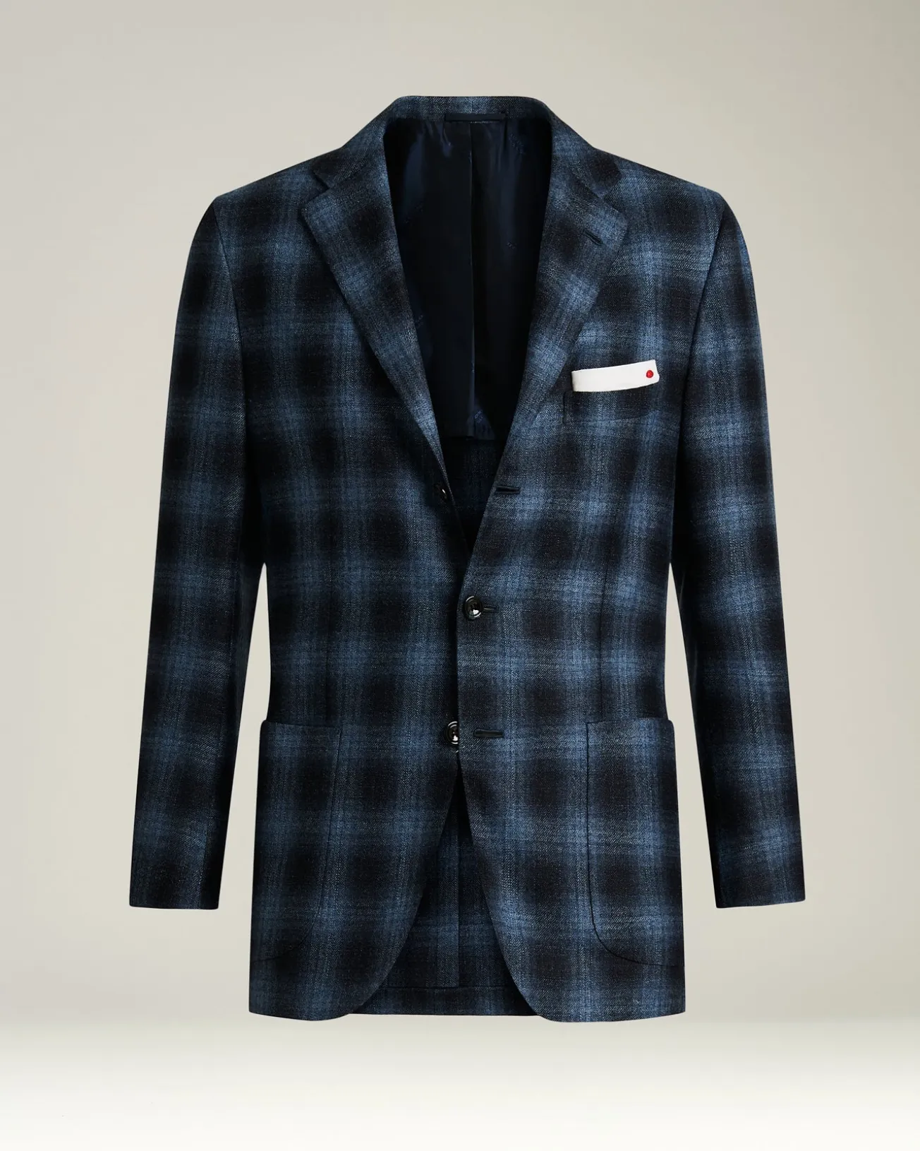BLUE CHECKED CASHMERE BLEND JACKET