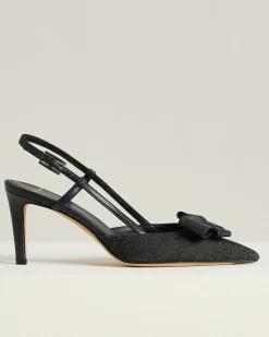 BLUE COTTON AND LEATHER COURT SHOE WITH STRAP