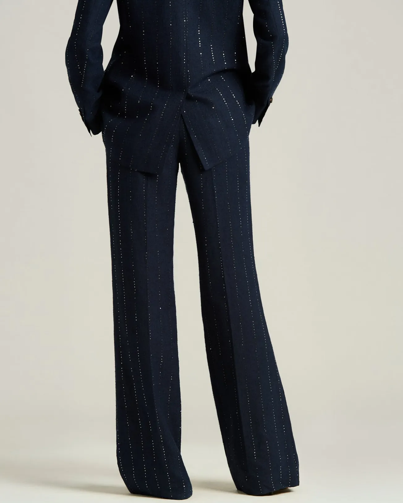 BLUE TAILORED LINEN WOOL, AND SILK TROUSERS