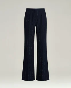 BLUE TAILORED LINEN WOOL, AND SILK TROUSERS