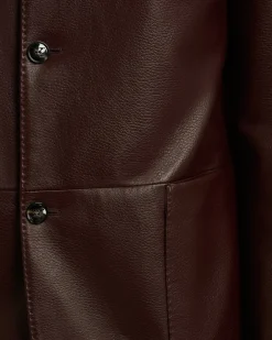 BORDEAUX LAMBSKIN JACKET WITH MANDARIN COLLAR