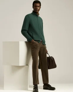 BROWN PURE CASHMERE ZIP-UP JACKET