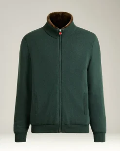 BROWN PURE CASHMERE ZIP-UP JACKET
