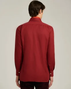 BURGUNDY COTTON AND CASHMERE FLANNEL SHIRT