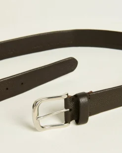 CALFSKIN BELT DARK BROWN CALFSKIN LEATHER