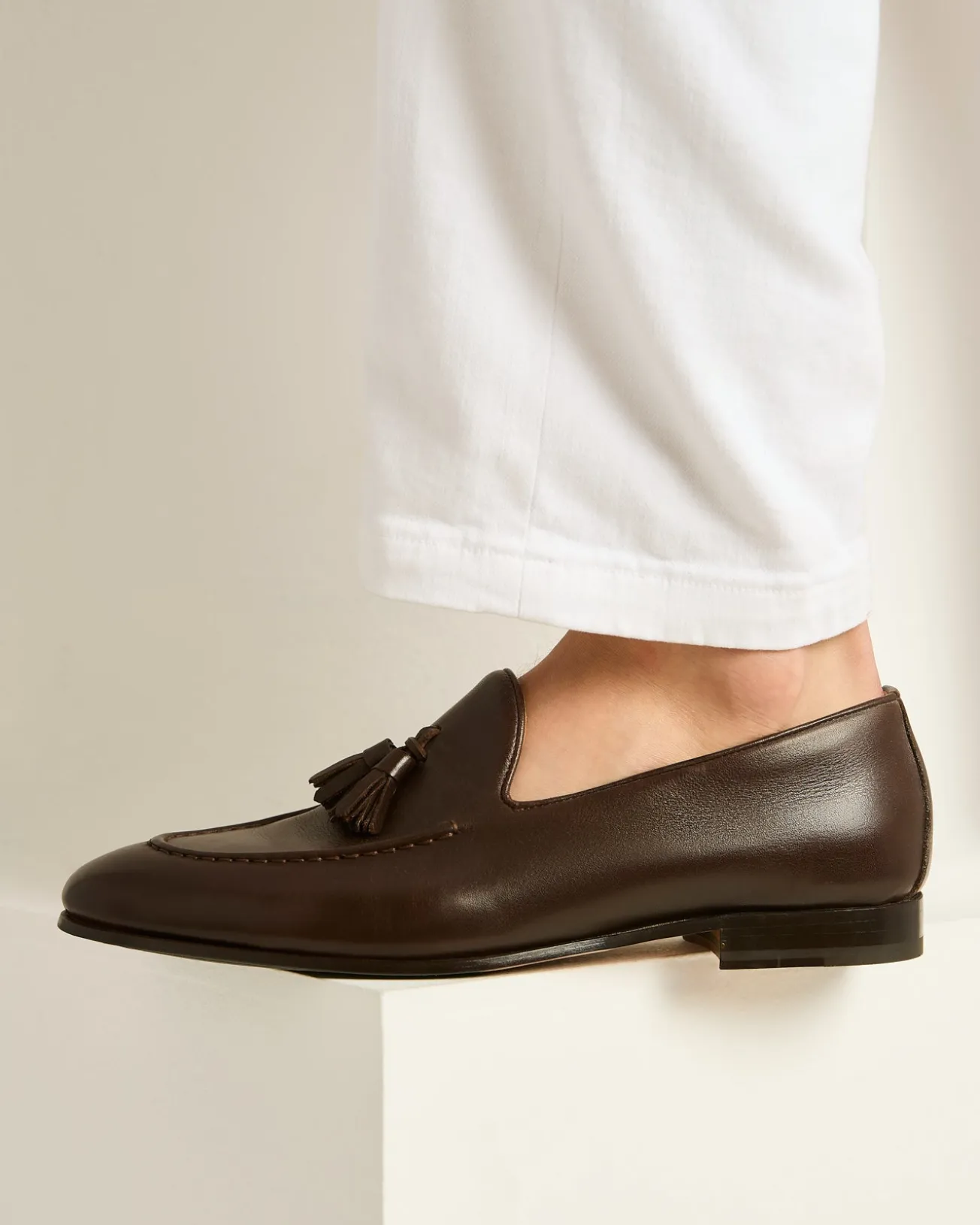 CALFSKIN TASSEL LOAFER DARK BROWN