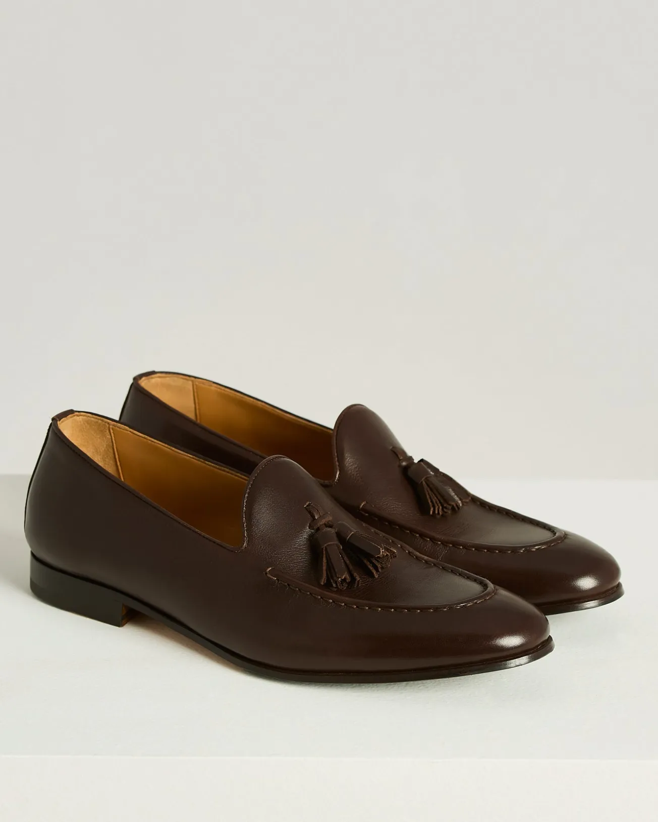 CALFSKIN TASSEL LOAFER DARK BROWN
