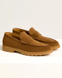 CAMEL CALFSKIN SUEDE LOAFER HIGH-DENSITY TECHNICAL SOLE