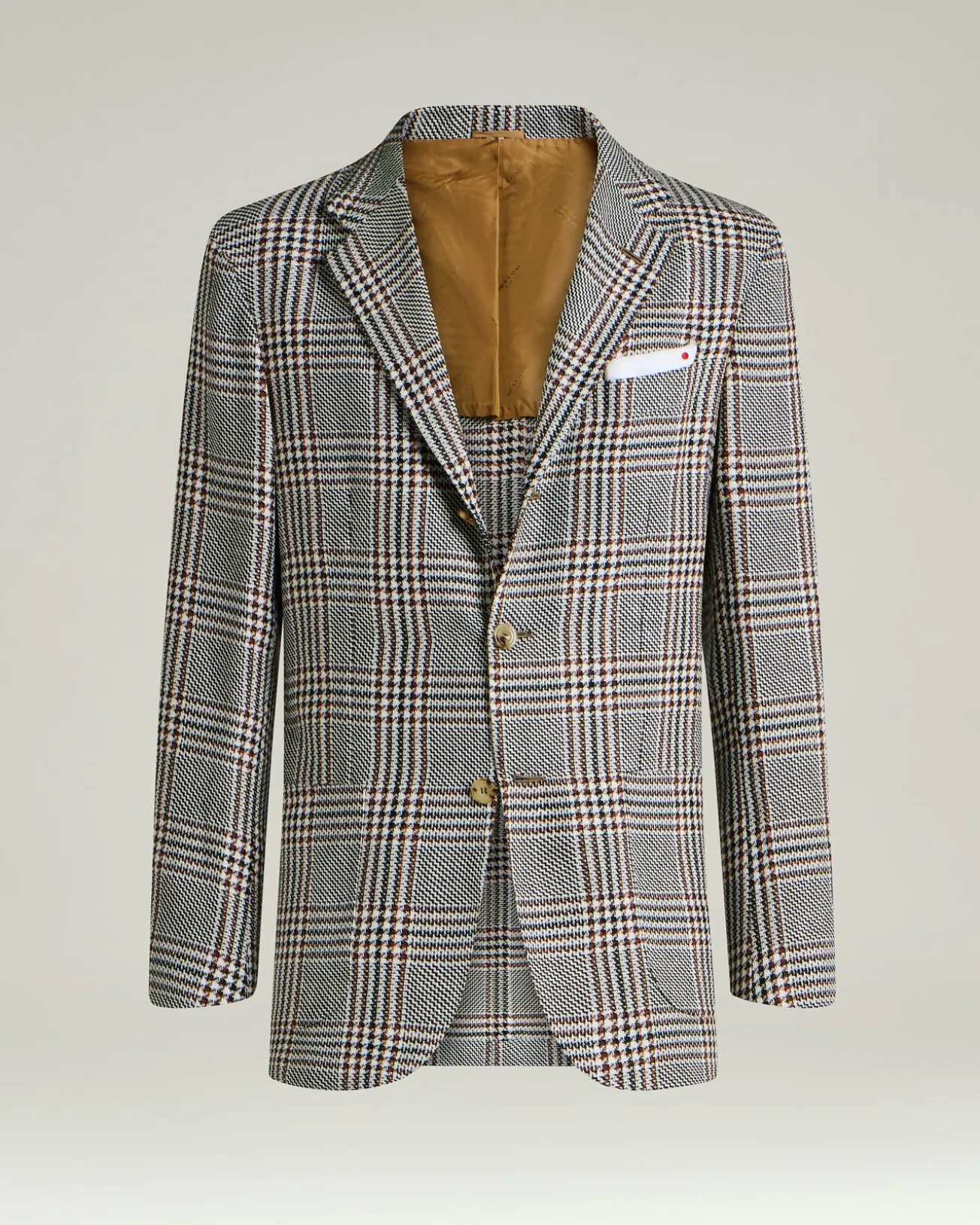 CASHMERE AND LINEN TAILORED CHECKED JACKET