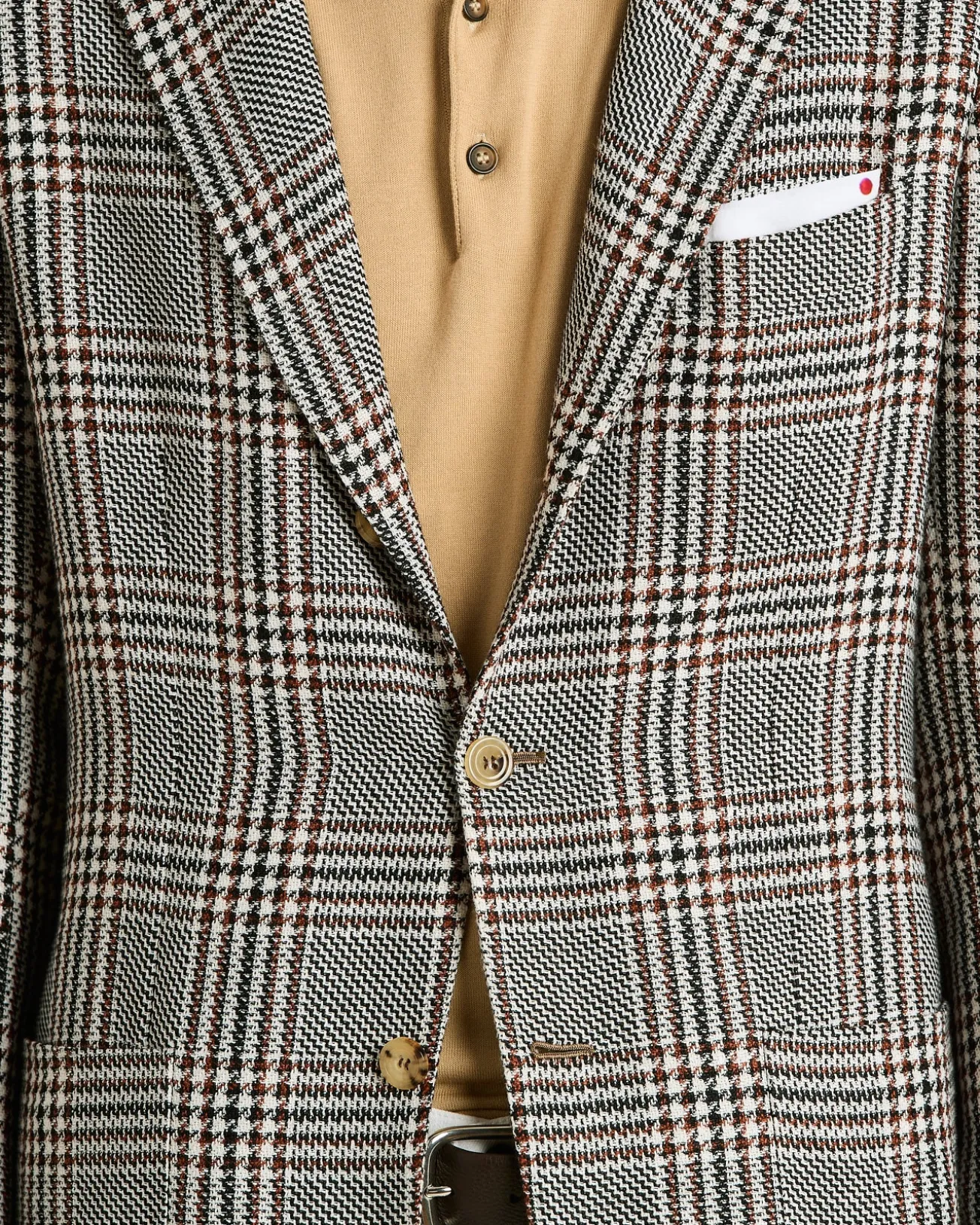 CASHMERE AND LINEN TAILORED CHECKED JACKET