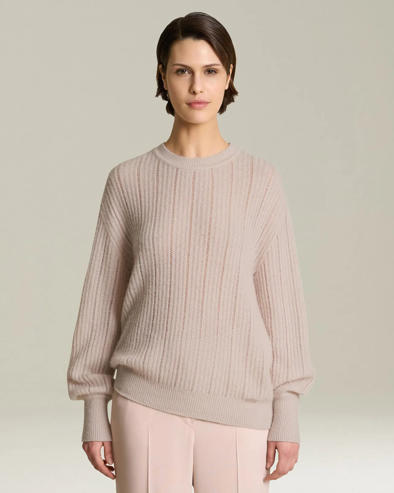 CASHMERE AND SILK JUMPER WITH PERFORATED DETAILING