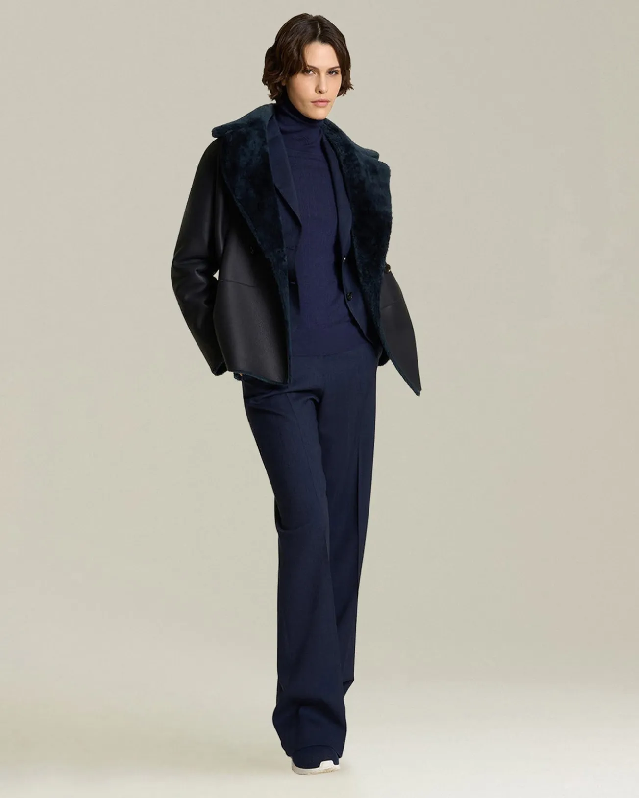 CASHMERE AND SILK POLO NECK JUMPER