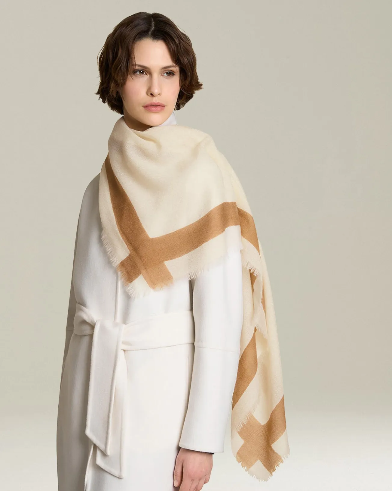 CASHMERE AND SILK PRINT SCARF