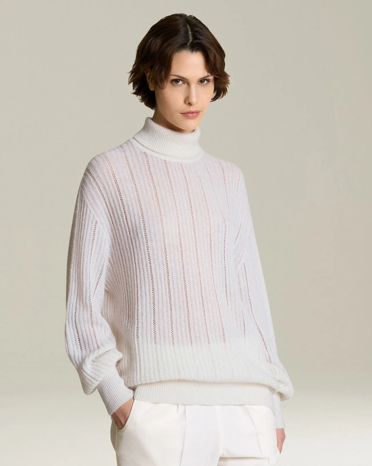 CASHMERE AND SILK RIBBED JUMPER