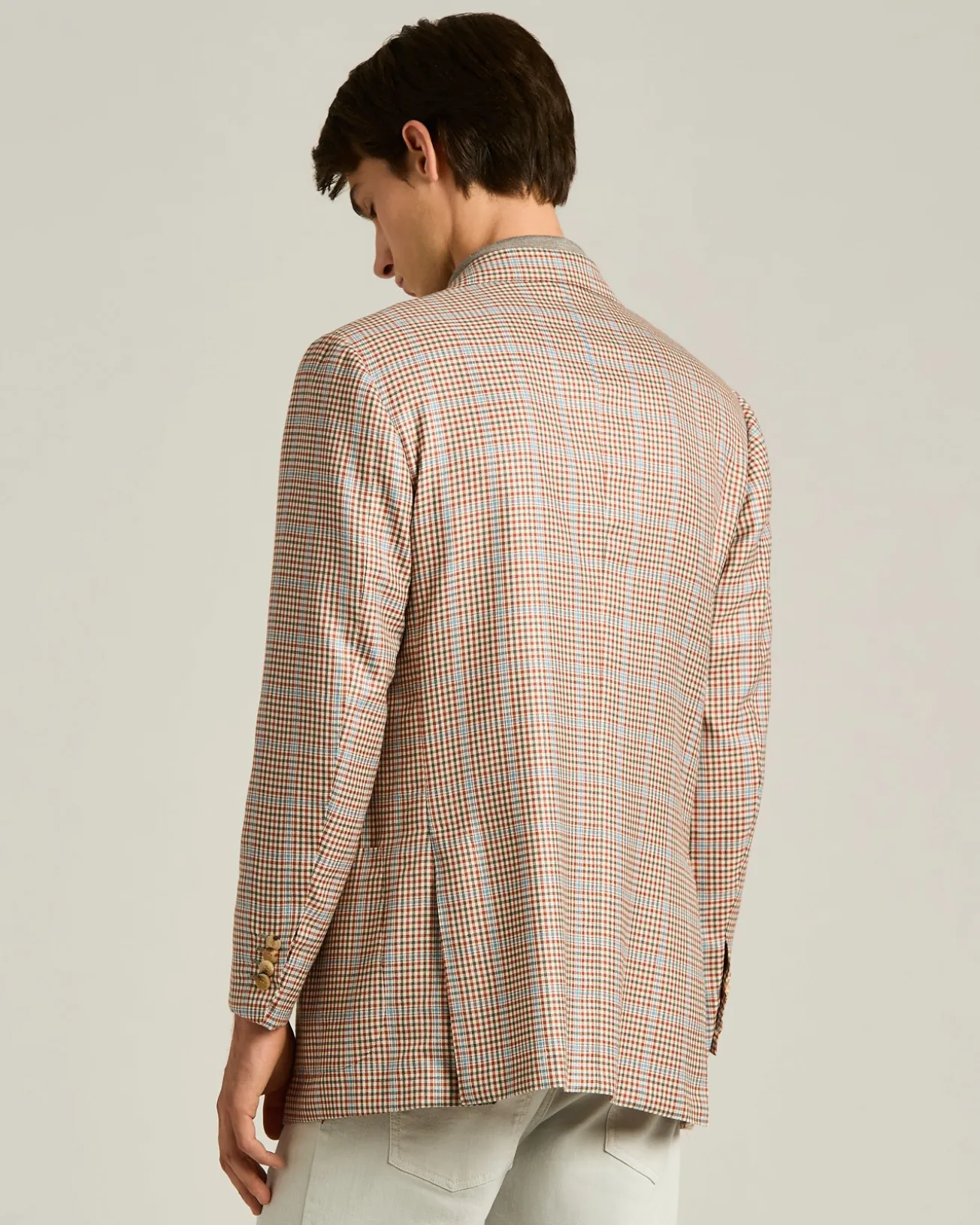 CASHMERE AND SILK SINGLE-BREASTED JACKET IN BROWN