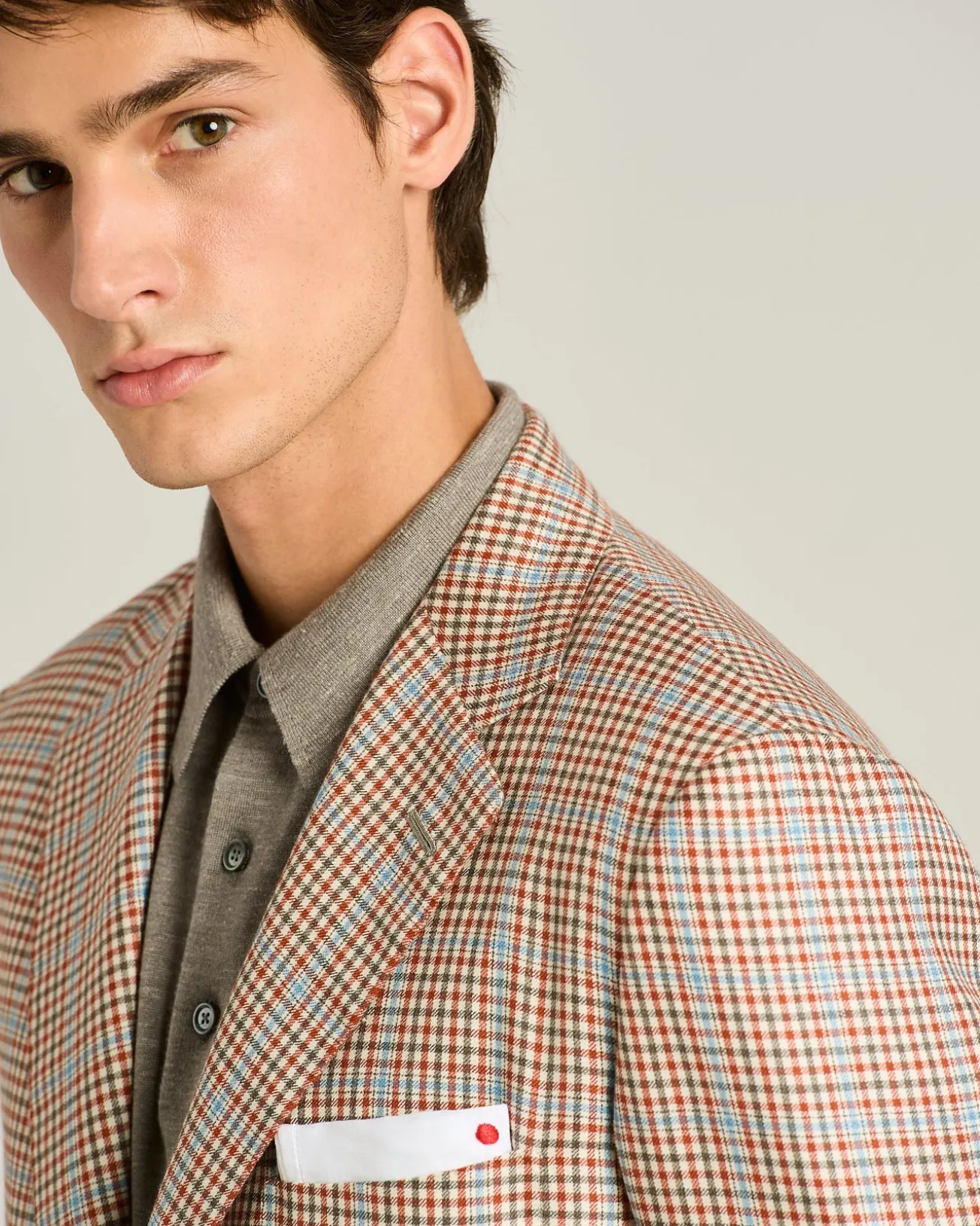 CASHMERE AND SILK SINGLE-BREASTED JACKET IN BROWN