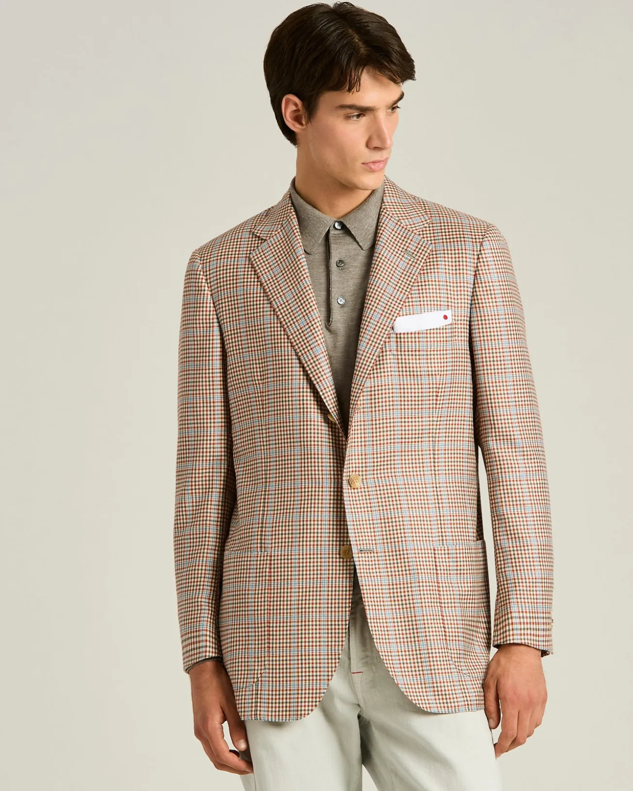 CASHMERE AND SILK SINGLE-BREASTED JACKET IN BROWN