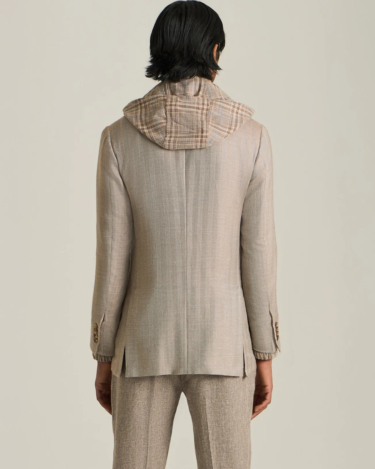 CASHMERE BLEND HERRINGBONE PATTERN BLAZER