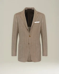 CASHMERE BLEND HERRINGBONE PATTERN BLAZER