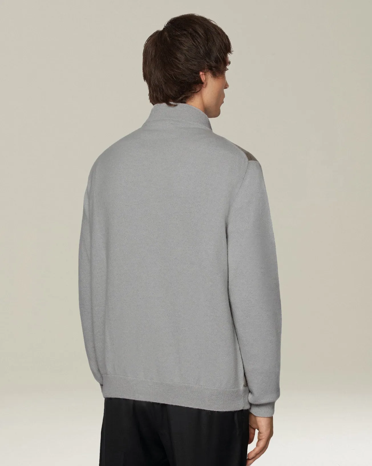 CASHMERE BOMBER JACKET WITH LEATHER INSERTS
