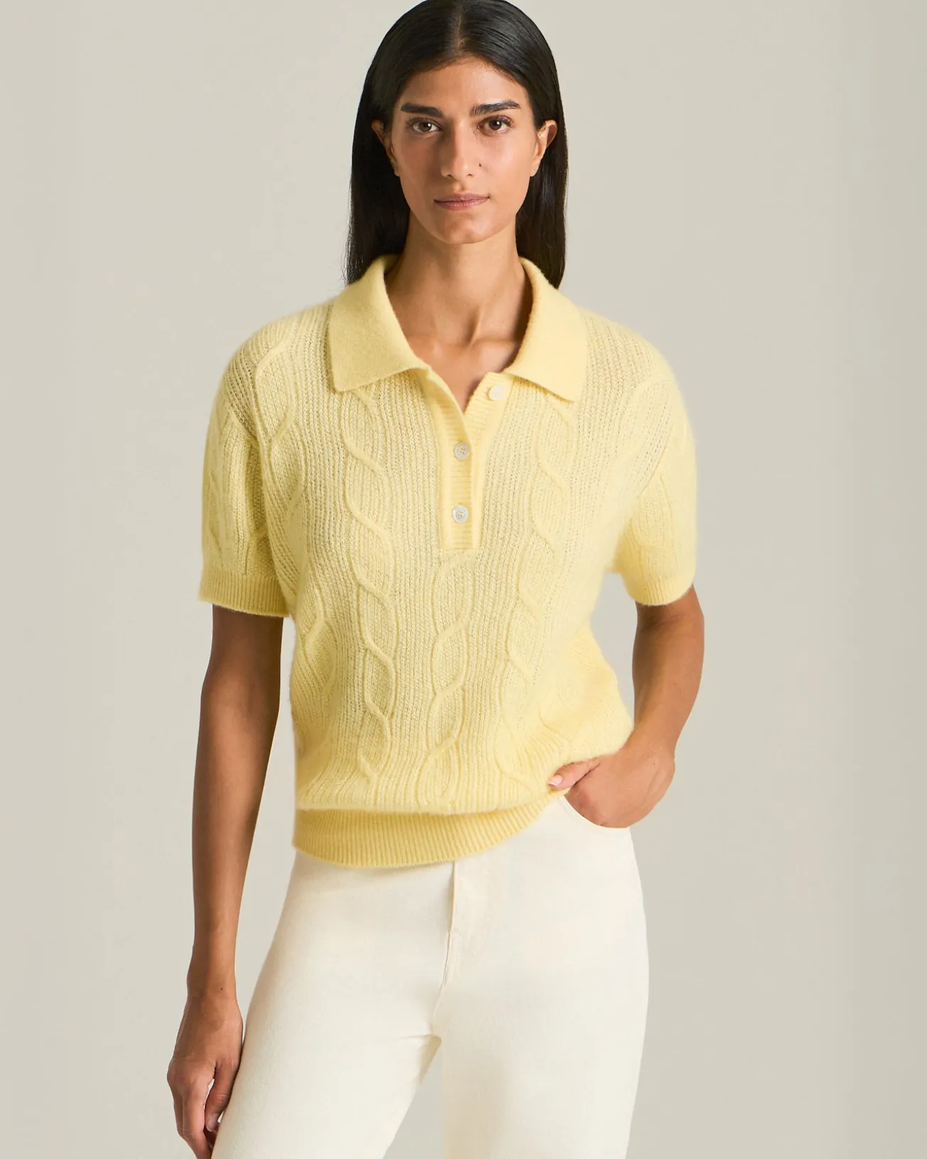 CASHMERE, SILK AND VISCOSE KNIT POLO SHIRT