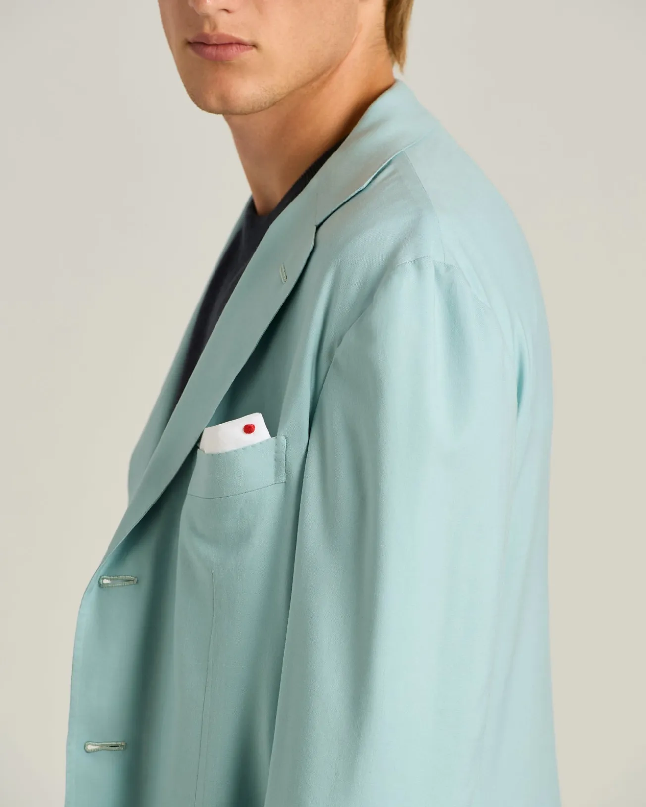 CASHMERE SINGLE-BREASTED JACKET IN AZURE