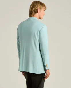 CASHMERE SINGLE-BREASTED JACKET IN AZURE