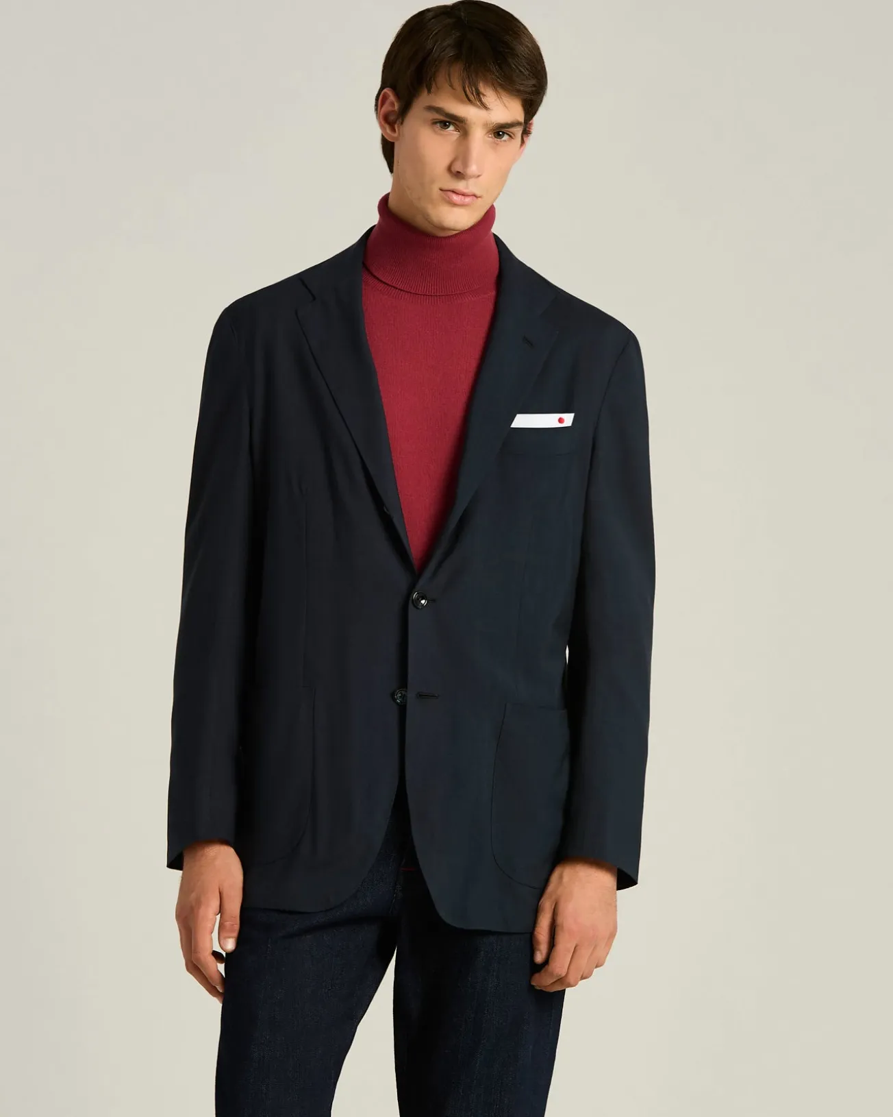 CASHMERE SINGLE-BREASTED JACKET IN NAVY BLUE