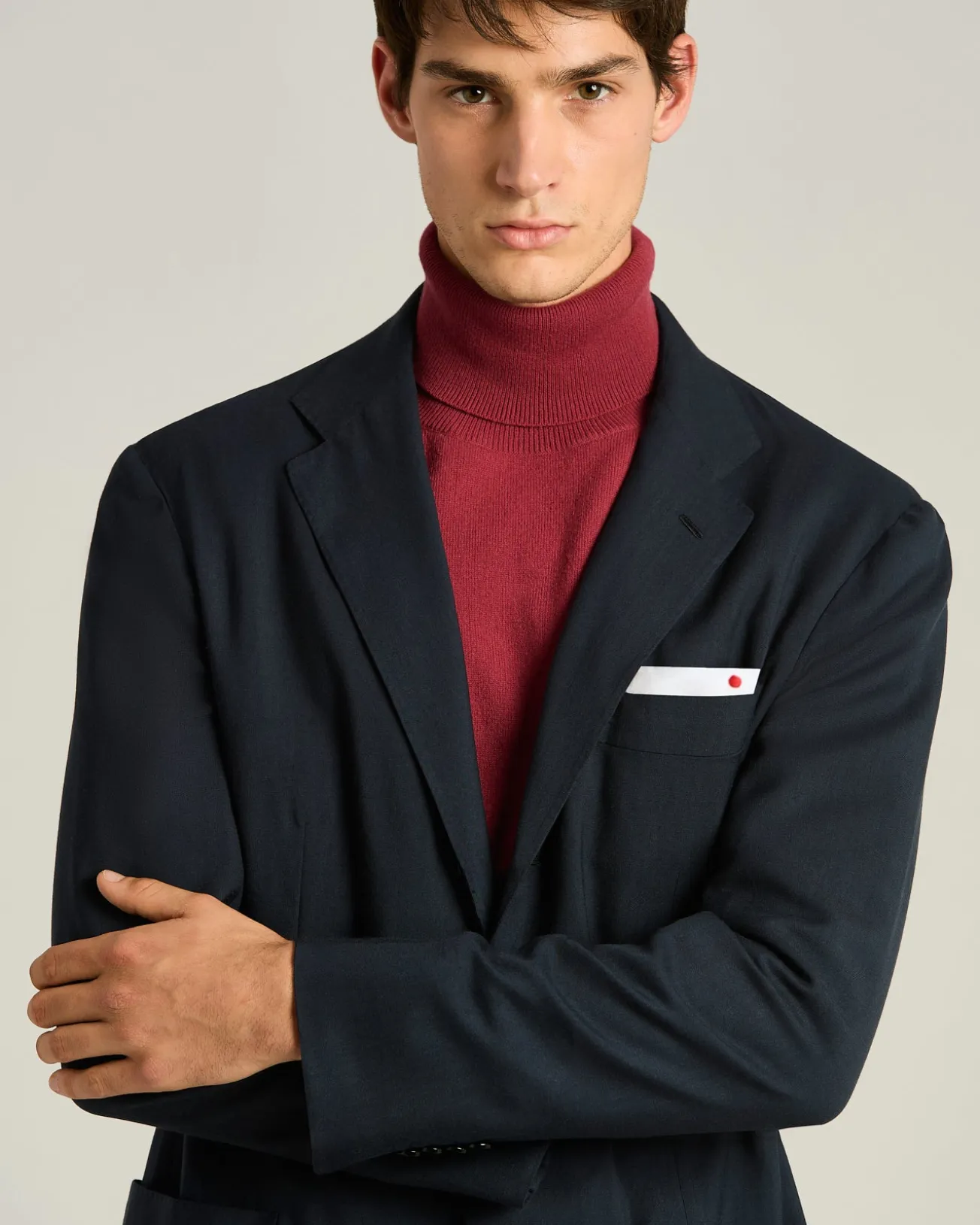 CASHMERE SINGLE-BREASTED JACKET IN NAVY BLUE
