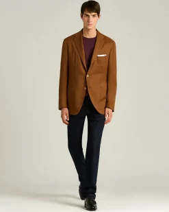 CASHMERE SINGLE-BREASTED JACKET IN BROWN