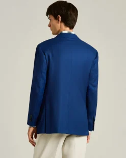 CASHMERE SINGLE-BREASTED JACKET IN BLUE
