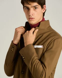 CASHMERE SINGLE-BREASTED JACKET IN BROWN