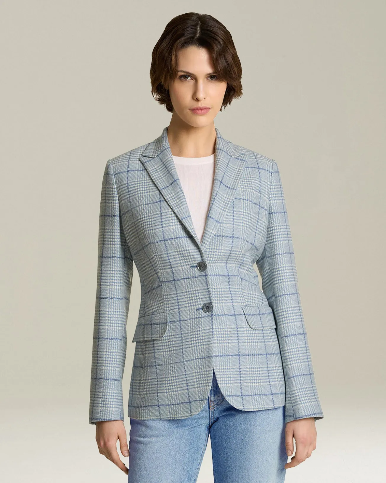 CHECKED CASHMERE BLAZER