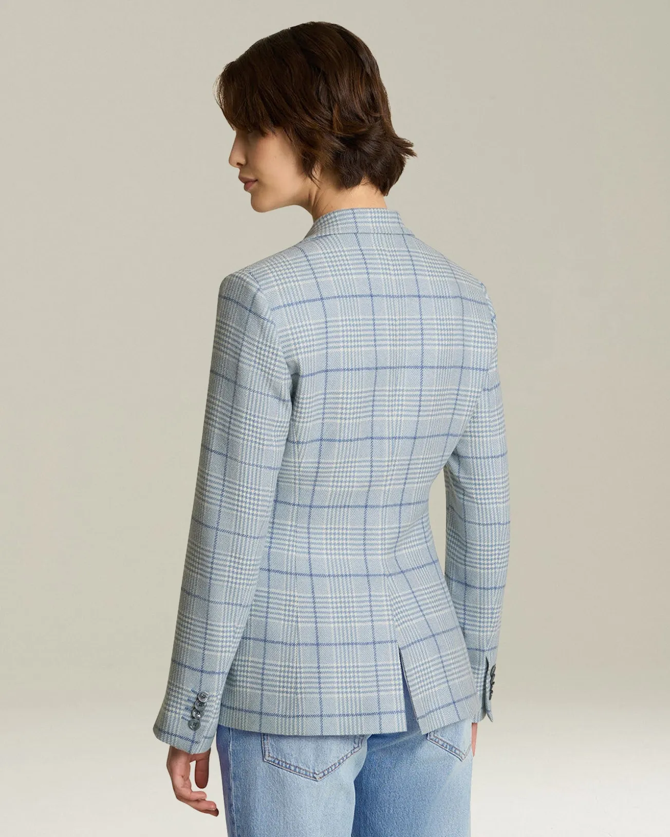 CHECKED CASHMERE BLAZER