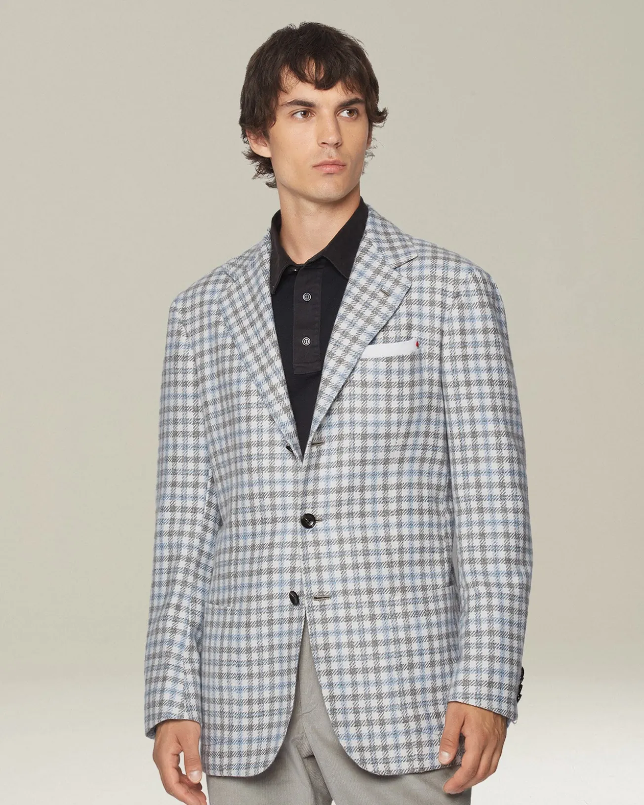 CHECKED CASHMERE BLEND BLAZER