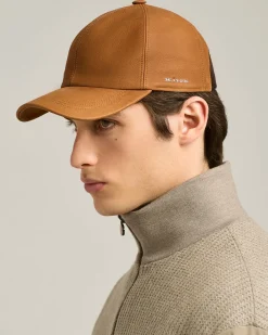 COGNAC LEATHER BASEBALL CAP