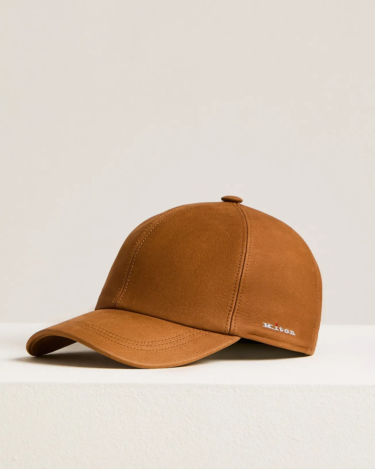 COGNAC LEATHER BASEBALL CAP