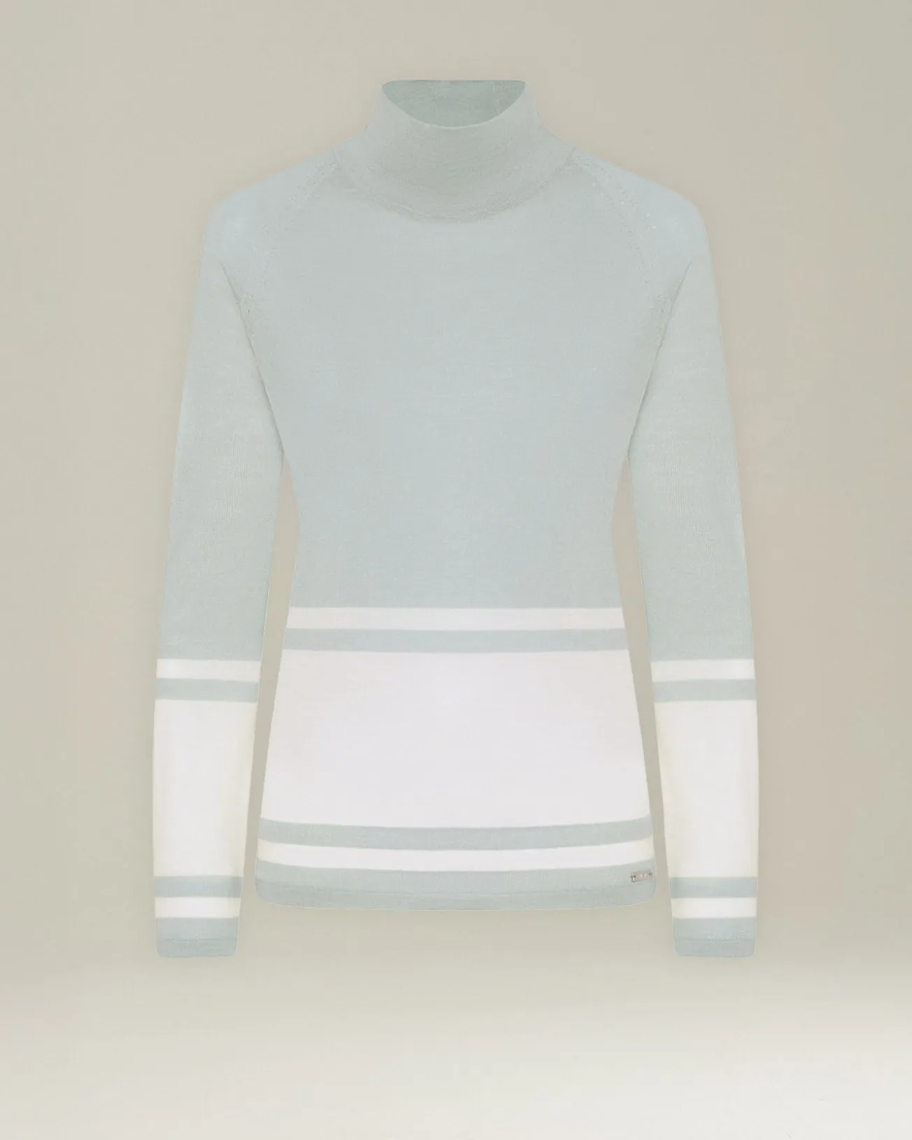 COLOUR-BLOCK CASHMERE AND SILK POLO NECK SWEATER