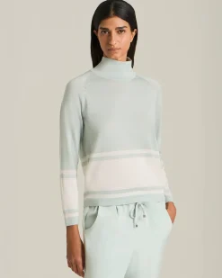 COLOUR-BLOCK CASHMERE AND SILK POLO NECK SWEATER