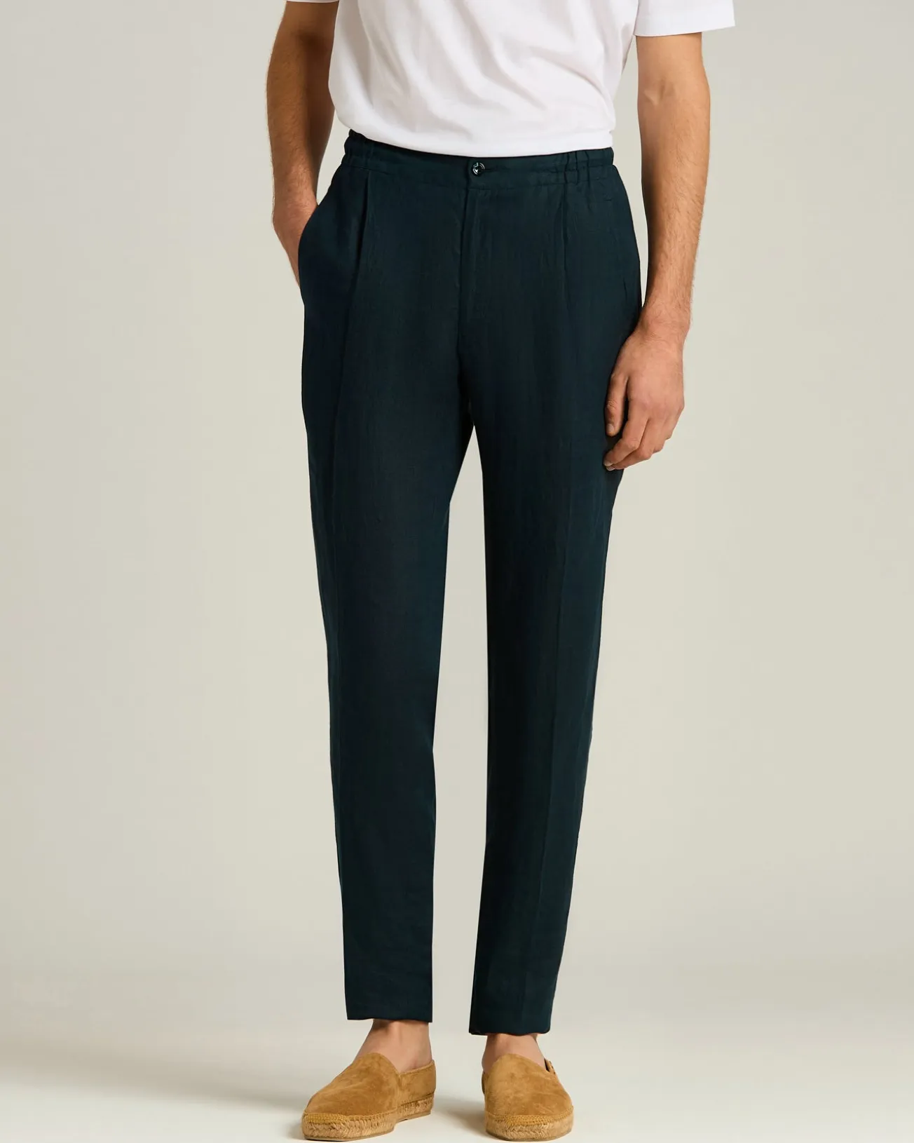 COMFORT LINEN TROUSERS NAVY BLUE