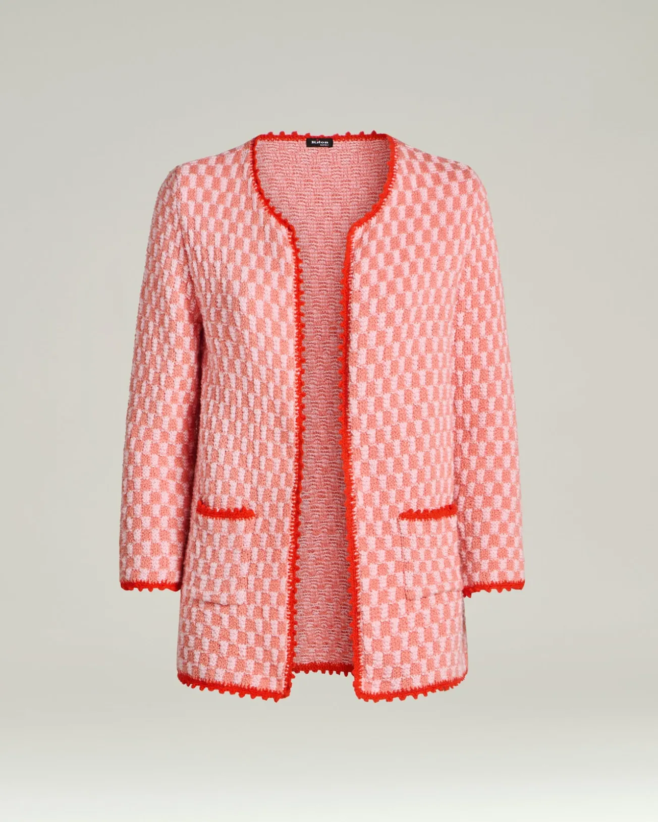 COMPACT LIGHT PINK/ORANGE RED WEAVE COTTON JACKET