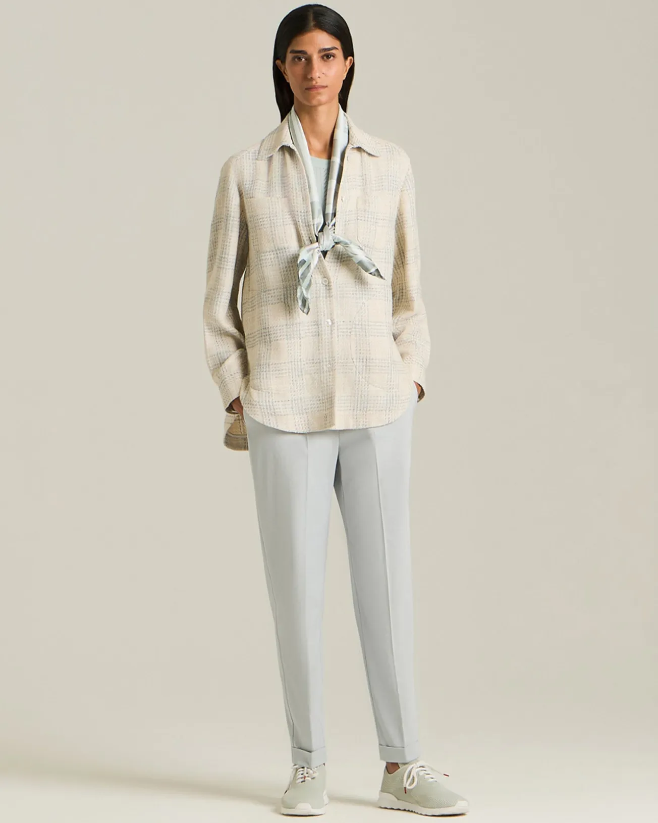 COTTON AND CASHMERE TROUSERS