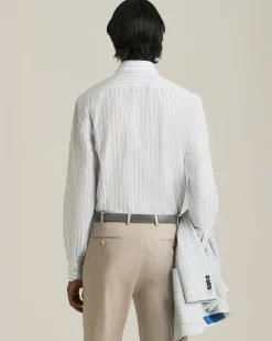 COTTON AND LINEN STRIPED SHIRT