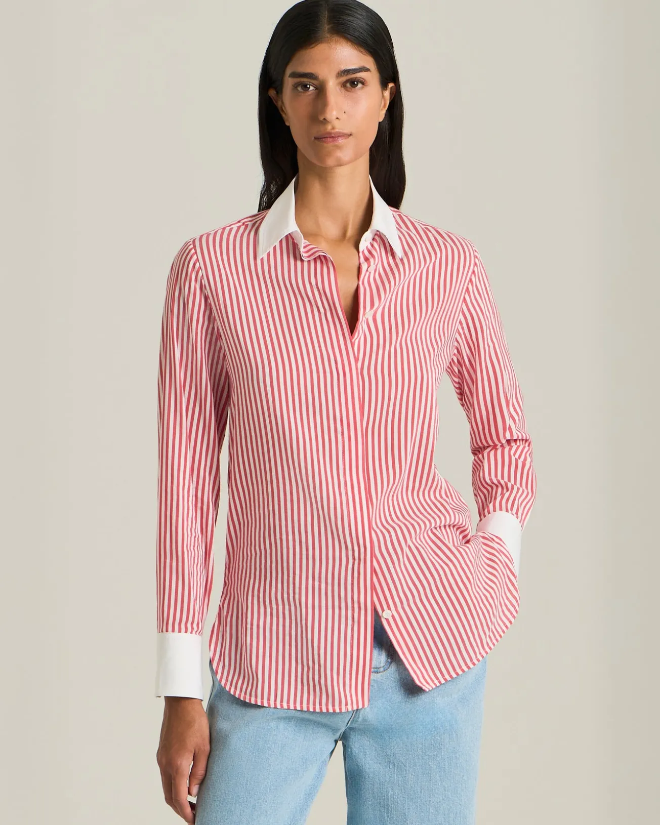COTTON AND SILK STRIPED SHIRT