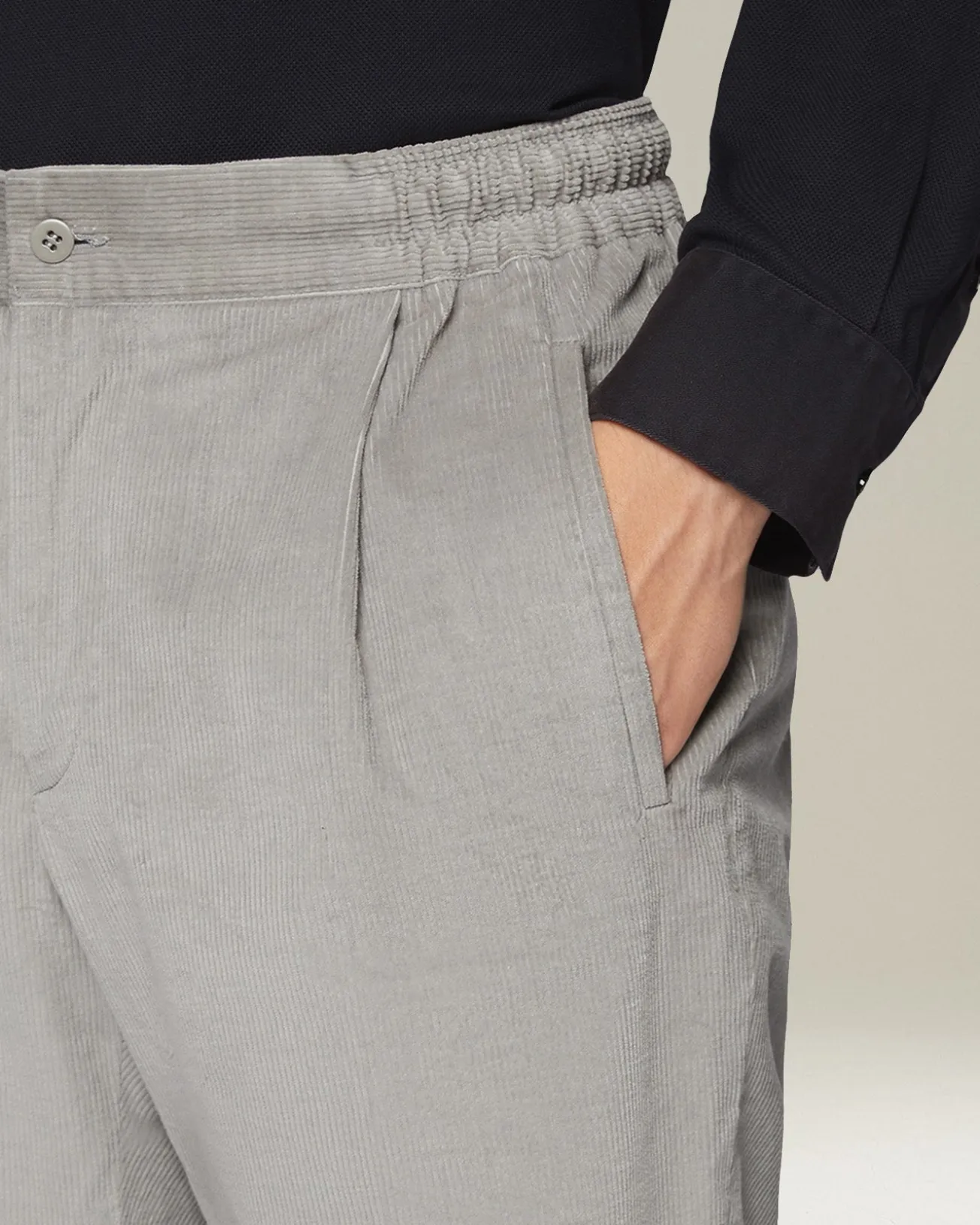 COTTON AND WOOL COMFORT TROUSERS