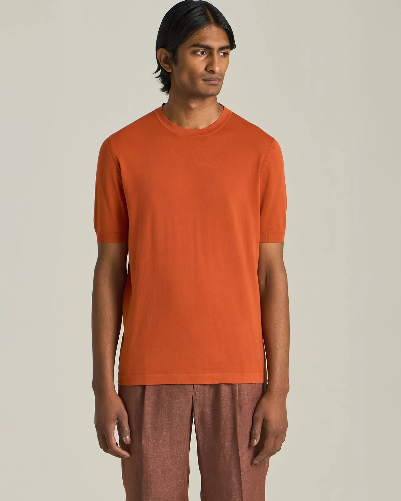 COTTON KNIT CREW NECK T-SHIRT